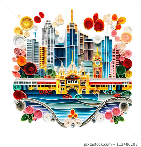 Melbourne city in spring 112486198