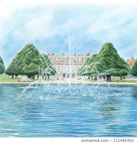 帶噴泉的花園 112486302