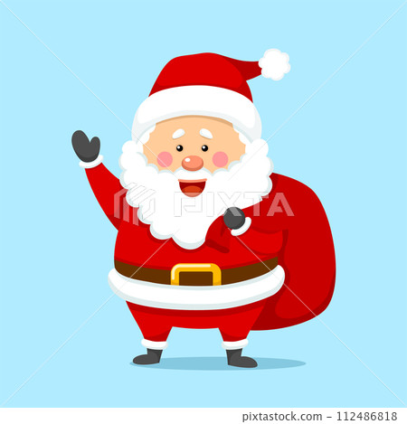 Cute Christmas Santa Claus Holding Present Bag 112486818