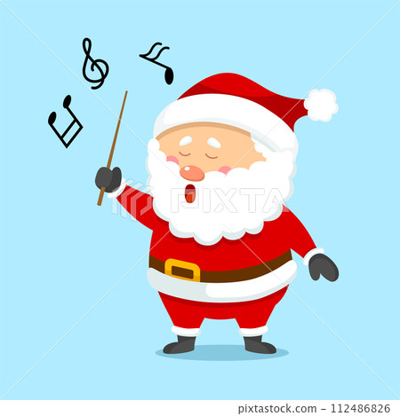 Cute Christmas Santa Claus Singing 112486826