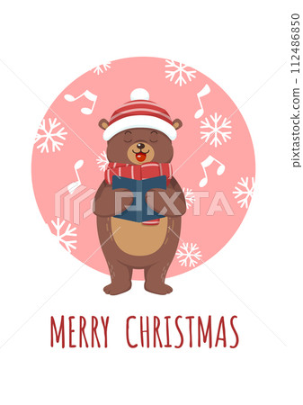Cute Merry Christmas Bear Singing Cute Merry Christmas Bear Singing 112486850