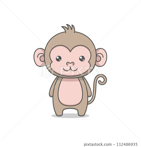Cute Monkey Simple Cartoon Character Cute Monkey Simple Cartoon Character 112486935