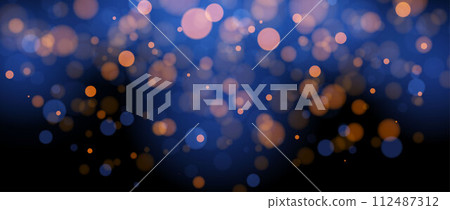 Blurred gold bokeh on blue background. Golden blur effect wallpaper. Abstract shiny glitter, sparks and sparkles. Glowing backdrop for Christmas, New Year or birthday card, poster, banner. Vector Blurred gold bokeh on blue background. Golden blur effect wallpaper. Abstract shiny glitter, sparks and sparkles. Glowing backdrop for Christmas, New Year or birthday card, poster, banner. Vector 112487312