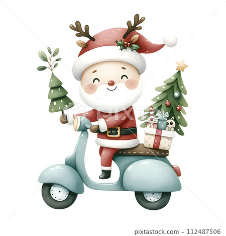 Santa on scooter 112487506