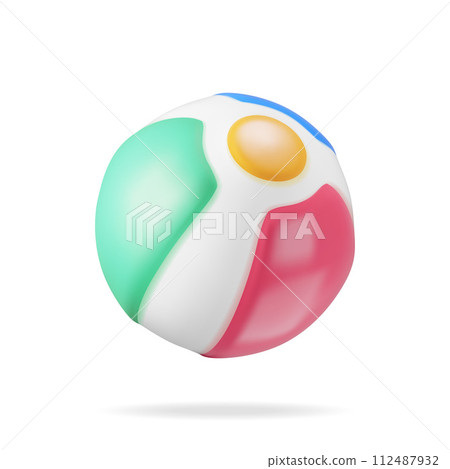 3d Colorful Beach Ball Isolated 112487932