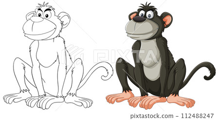 Cheerful Monkeys in Black and White 112488247