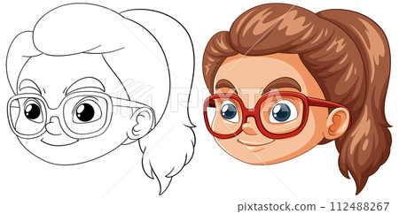 Girl with Glasses Vector Illustration Girl with Glasses Vector Illustration 112488267