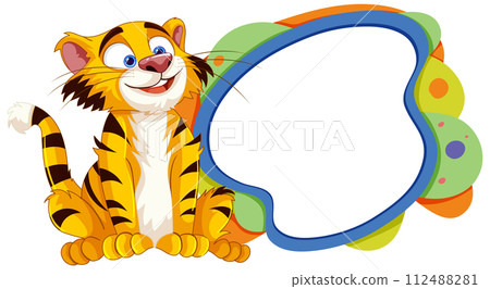 Cheerful Tiger with Colorful Art Palette Cheerful Tiger with Colorful Art Palette 112488281