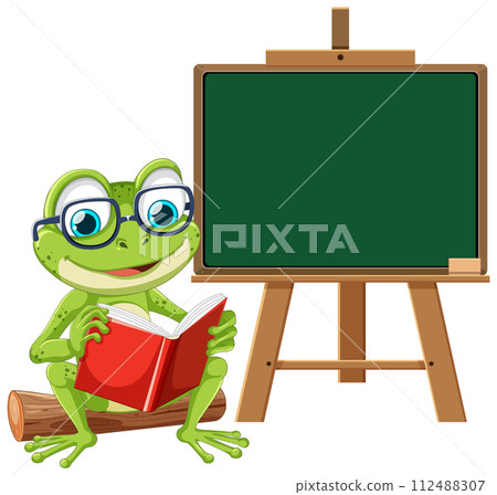 Frog Professor with Chalkboard Illustration Frog Professor with Chalkboard Illustration 112488307