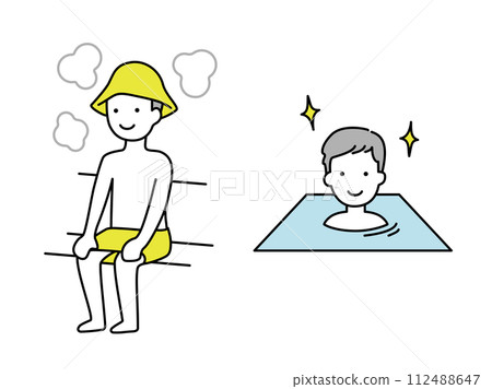 Illustration of a man enjoying sauna 112488647