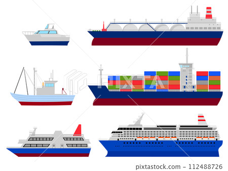 各種船舶的插圖集 112488726
