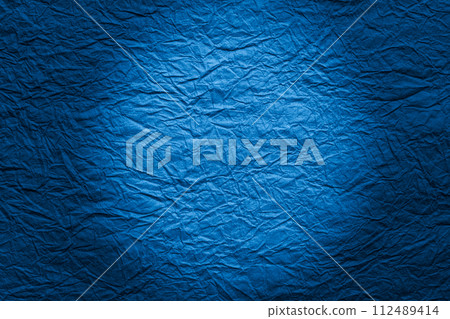 Wrinkled Japanese paper, dark blue and light blue frame, circular shape Wrinkled Japanese paper, dark blue and light blue frame, circular shape 112489414