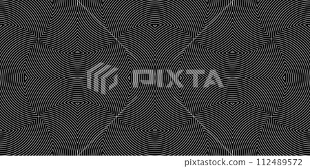 Abstract geometric pattern with stripes, lines. Seamless vector background. White and black ornament. Simple lattice graphic design. Abstract geometric pattern with stripes, lines. Seamless vector background. White and black ornament. Simple lattice graphic design. 112489572