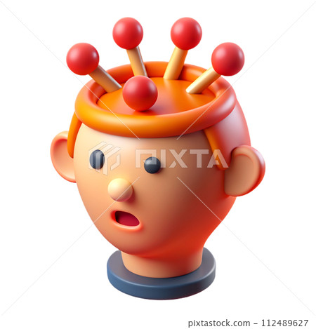 3D model of a head with agitation 112489627