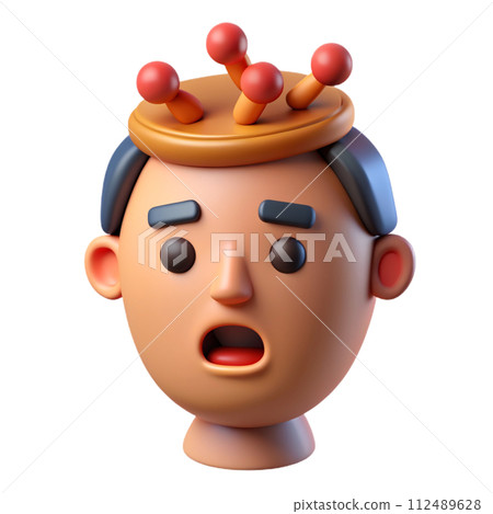3D model of a head with agitation 3D model of a head with agitation 112489628