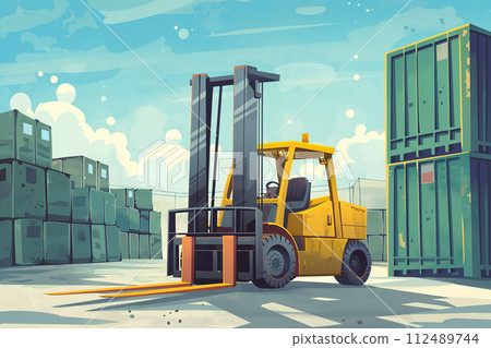 堆高機在港口工作 112489744