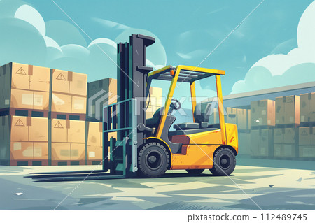 堆高機在港口工作 112489745
