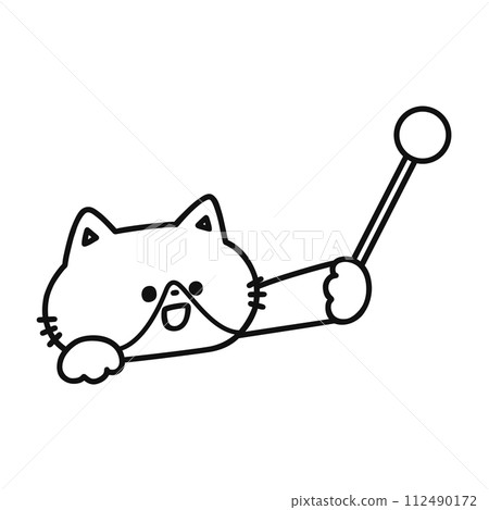 可愛的貓咪用指點棒/畫線 112490172