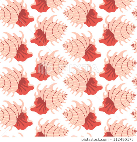 Sea shells seamless pattern. Trendy pattern of seashells for wrapping paper, wallpaper, stickers, notebook cover. 112490173