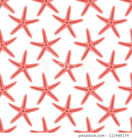 Starfish seamless pattern. Trendy pattern of starfish for wrapping paper, wallpaper, stickers, notebook cover. 112490174