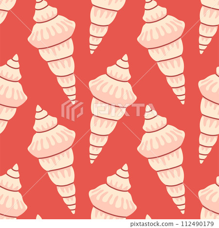Sea shells seamless pattern. Trendy pattern of seashells for wrapping paper, wallpaper, stickers, notebook cover. Sea shells seamless pattern. Trendy pattern of seashells for wrapping paper, wallpaper, stickers, notebook cover. 112490179