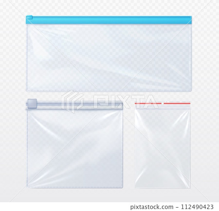 Plastic bag with zip locker mockup. 112490423