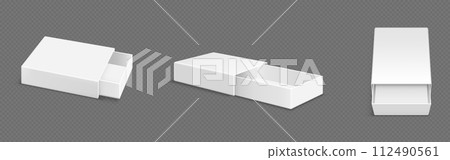 White blank open slide box mockup. White blank open slide box mockup. 112490561
