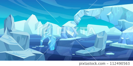 Arctic landscape with iceberg in ocean or sea. 112490563
