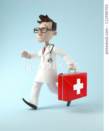 Virtual healing: a 3d character doctor in digital healthcare, combining expertise, compassion, and innovative medical solutions for a virtual and interactive approach to well-being. 112490703