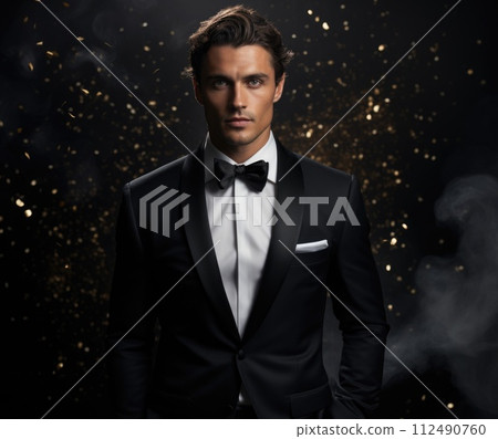 Timeless elegance: men in tuxedos showcase refined style, sophistication, and classic charm, embodying the epitome of formal fashion for special events, celebrations, and black-tie occasions. Timeless elegance: men in tuxedos showcase refined style, sophistication, and classic charm, embodying the epitome of formal fashion for special events, celebrations, and black-tie occasions. 112490760