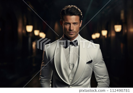 Timeless elegance: men in tuxedos showcase refined style, sophistication, and classic charm, embodying the epitome of formal fashion for special events, celebrations, and black-tie occasions. Timeless elegance: men in tuxedos showcase refined style, sophistication, and classic charm, embodying the epitome of formal fashion for special events, celebrations, and black-tie occasions. 112490781