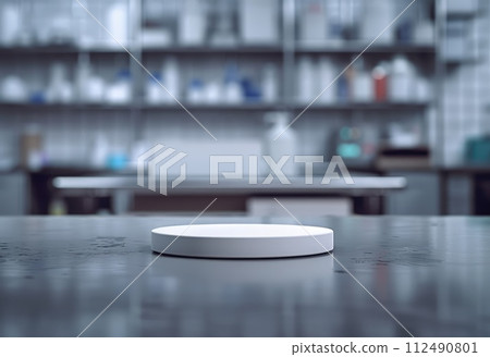 Pharmacology medicine stand mockup, empty podium on table with banner and copy space, showcasing pharmaceutical products, research, and innovation in the healthcare industry. Pharmacology medicine stand mockup, empty podium on table with banner and copy space, showcasing pharmaceutical products, research, and innovation in the healthcare industry. 112490801