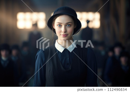 Portrayal of Amish people, traditional lifestyle, close bonds of community, rural simplicity, values of cultural richness, traditions of close-knit family friendly living group. village Country life. 112490834