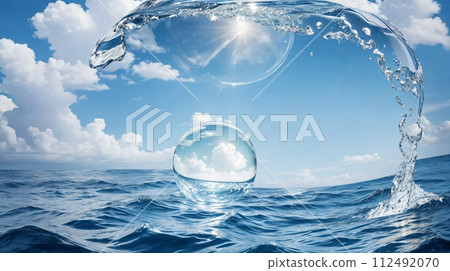 balls floating in the sea 112492070