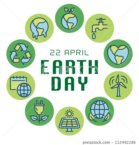 Earth Day Round Frame Logo 112492286