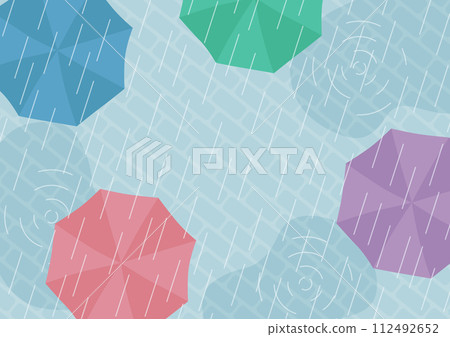 雨中從上方看到的雨傘的向量圖 112492652