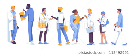 Set of different doctors. Isolated on white background. Vector flat illustration 112492991