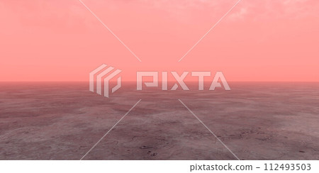 Serene coral sunset blanketing the calm desert horizon 3d render illustration Serene coral sunset blanketing the calm desert horizon 3d render illustration 112493503