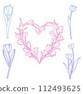set of hand drawn colored outline drawing flowers 112493625