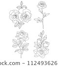 set of roses minimal line drawing png 112493626