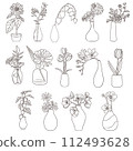 sketch of plant in vintage style, set of flowers minimal line drawing png 112493628