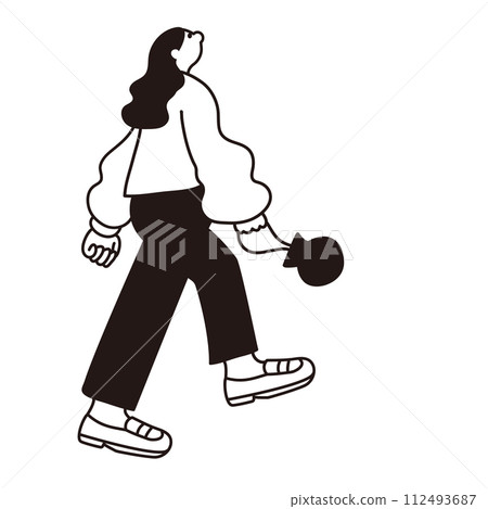 時尚女性線描矢量 112493687