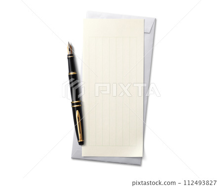 A notepad and a fountain pen. An image of a letter or thank you note A notepad and a fountain pen. An image of a letter or thank you note 112493827