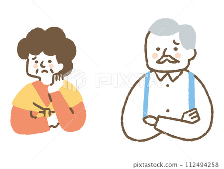 An old man and an old woman who are confused about something_color An old man and an old woman who are confused about something_color 112494258