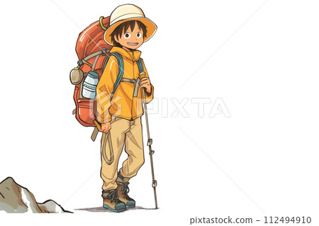 一個男人徒步旅行的插圖 112494910