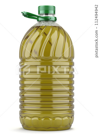 Olive oil bottle 5L on white background - 3D illustration Olive oil bottle 5L on white background - 3D illustration 112494942