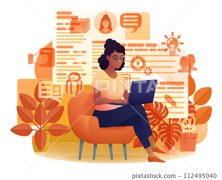 Woman Job Writing Online Resume Application Laptop Woman Job Writing Online Resume Application Laptop 112495040