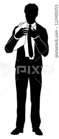 Business People Man With Clipboard Silhouette 112495053