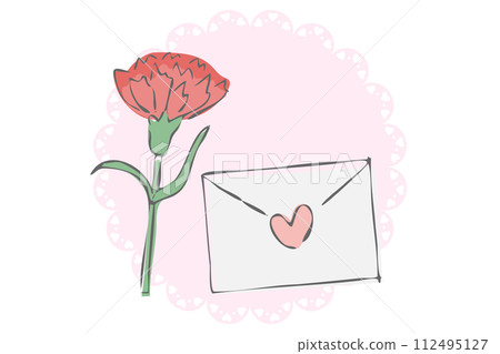 red carnation and letter red carnation and letter 112495127