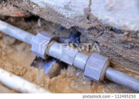 Water leak repair PVC pipe joint Water leak repair PVC pipe joint 112495250